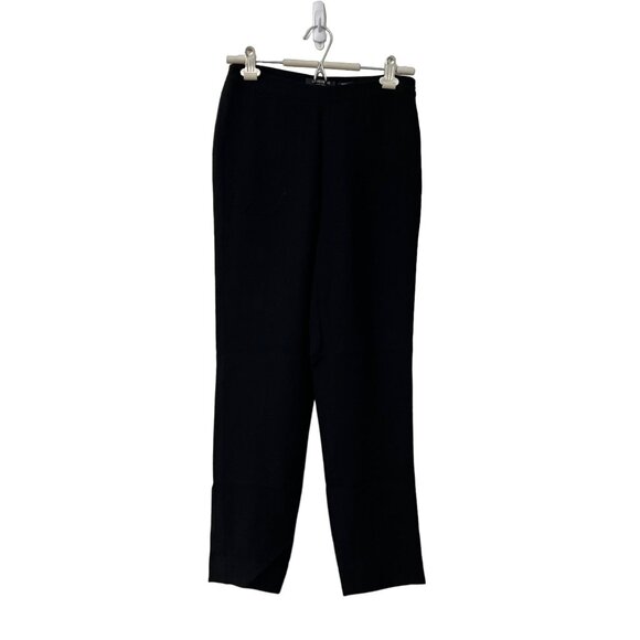 Lafayette 148 NY Black Bleeker Side Zip Wool Slim Straight Leg Dress Pants 10 - Picture 1 of 5